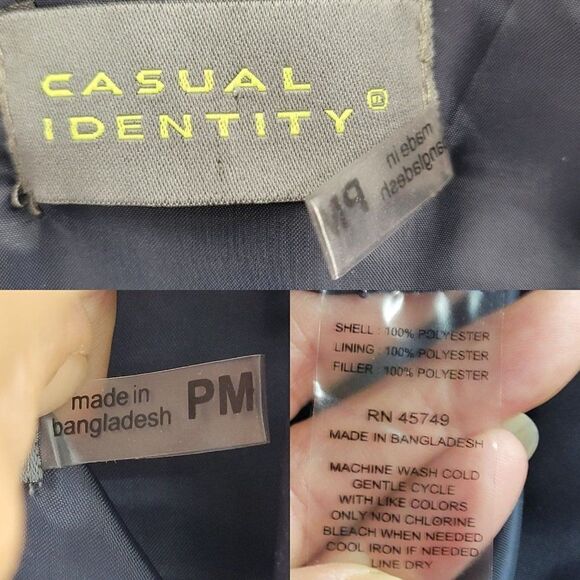 Casual Identity Quilted Vest Petite M Blue White Nautical Striped Zip Up Preppy - Picture 4 of 15